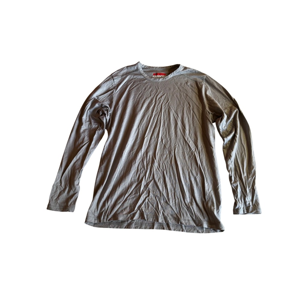 Karbon Mens 100% Merino Wool‎ Long Sleeve Base Layer Shirt Grey Large, Pinholes